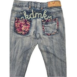 Akademiks Womens Spellout Pocket Design Stonewash Jeans Pants Size 27‎